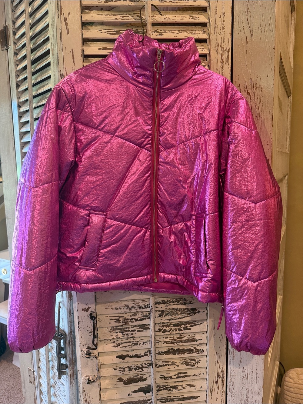 TCEC Metallic Hot Pink Women's Puffer Jacket